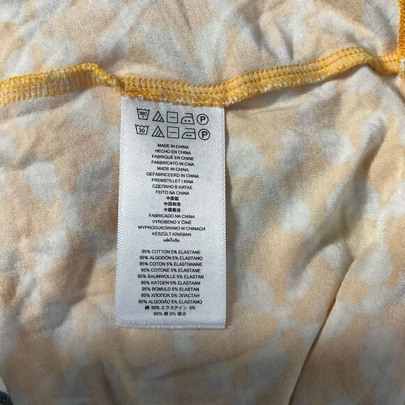 Michael Kors Womens Geometric 3/4 Sleeve Jersey Keyhole Top Yellow White Small - Picture 3 of 10